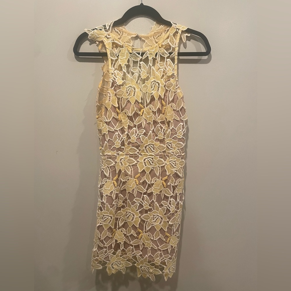 NBD Harriet Lace Floral Yellow Mini Dress S